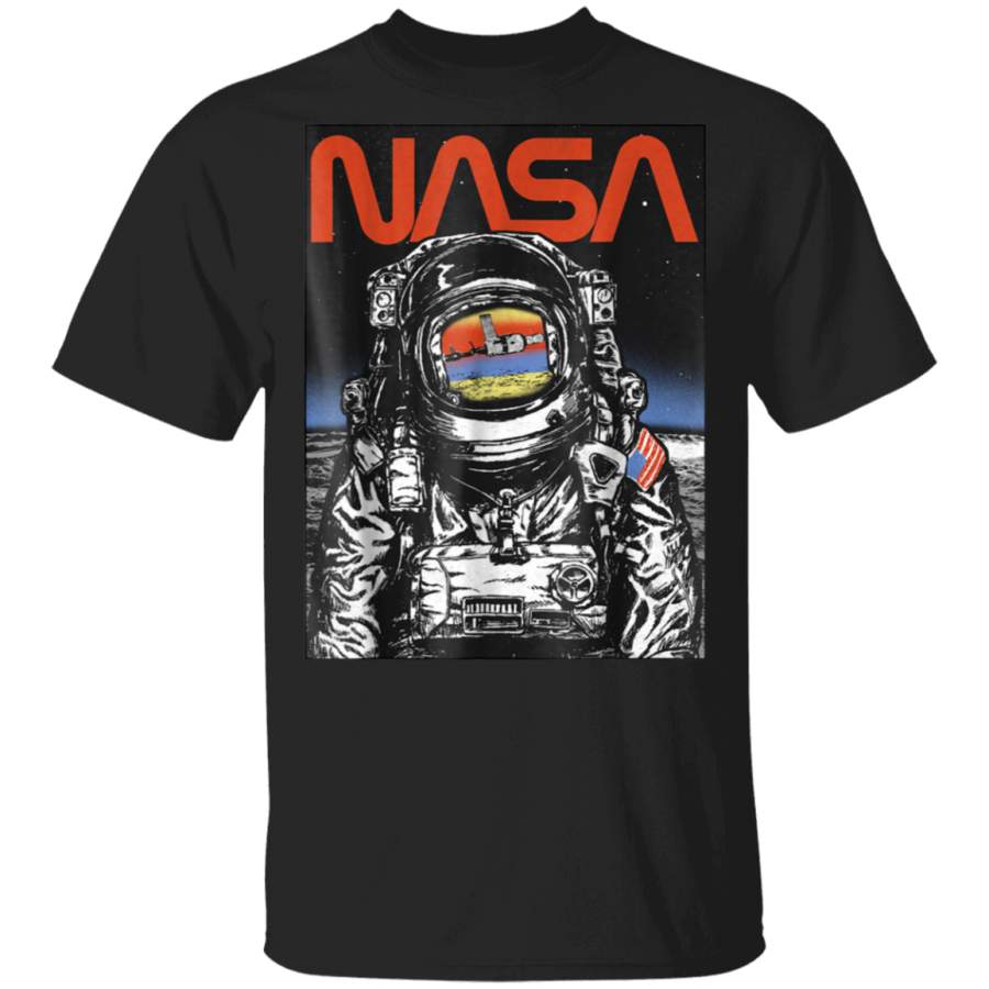 NASA Astronaut Moon Reflection Vintage Retro Graphic T-Shirt