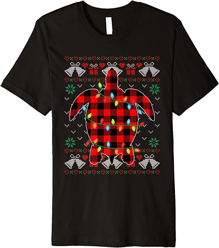 Turtle Lover Funny Xmas Lights Ugly Christmas Sweater Premium T-Shirt