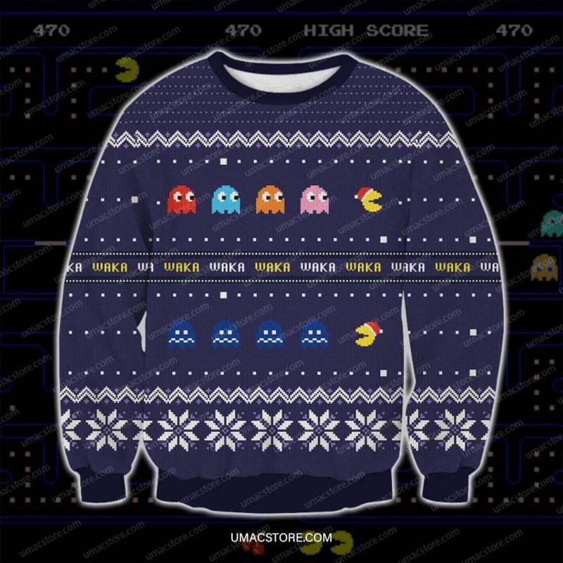 Waka Waka Pacman 3D Print Ugly Christmas Sweatshirt