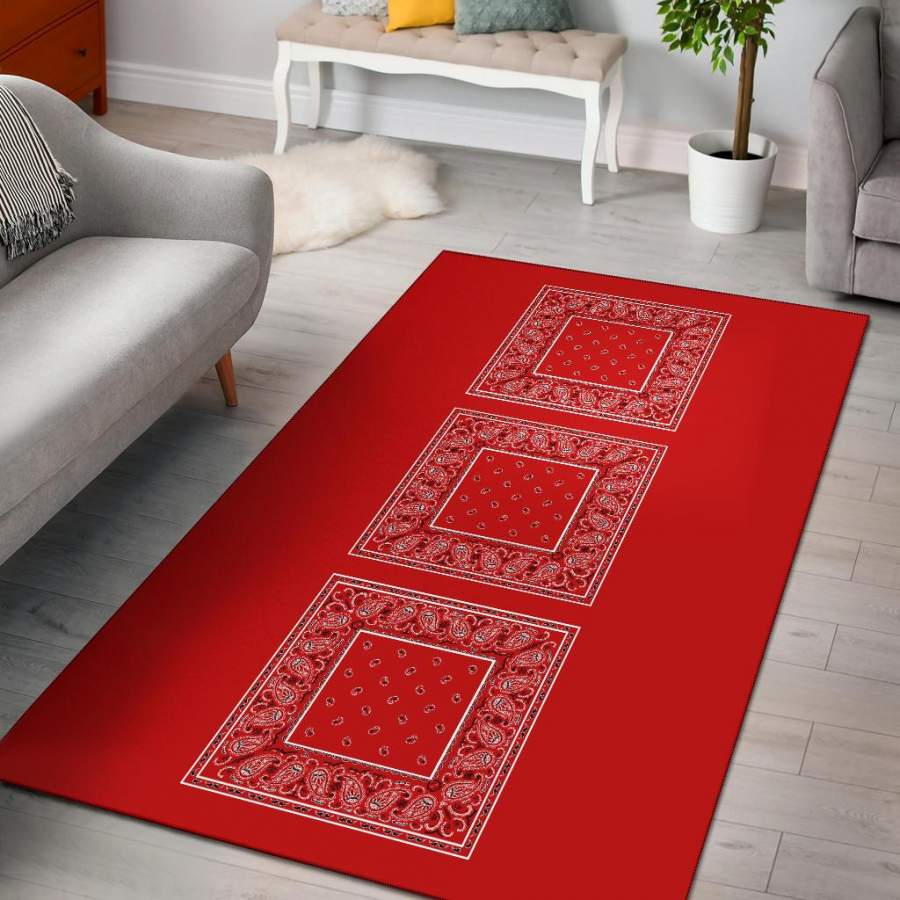 Western Red Bandana Area Rug – Triple Play