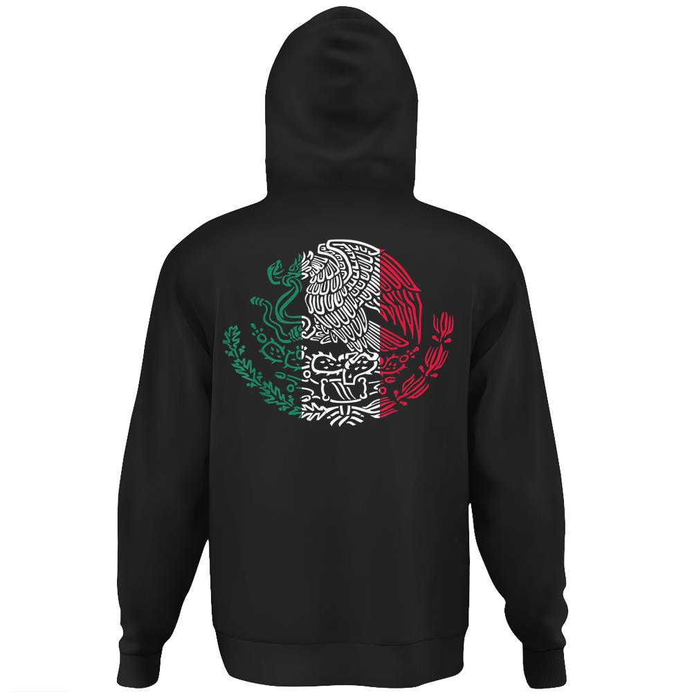 Mexican Eagle Mexico Flag Hoodie Print On Back