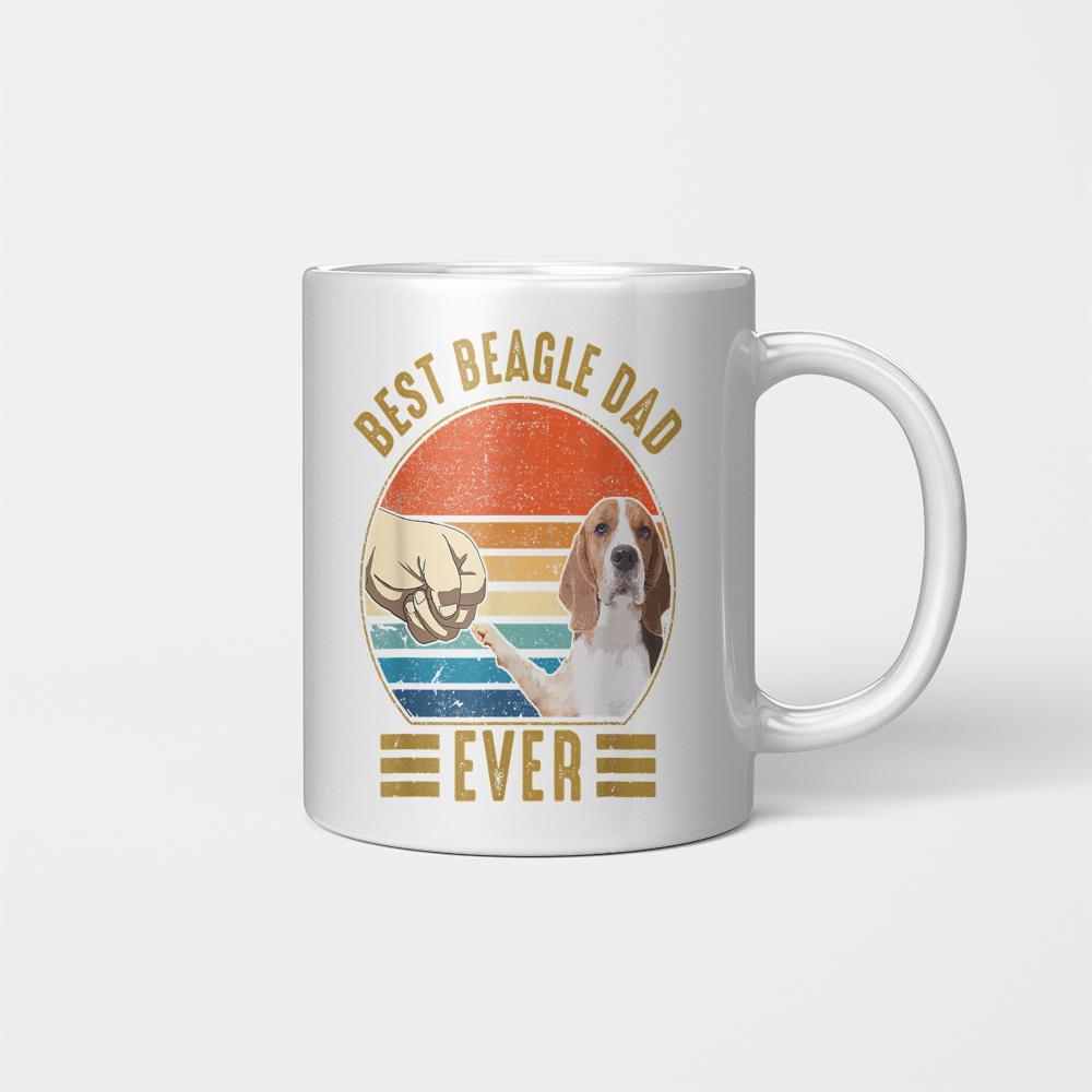 Best Beagle Dad Ever Retro Vintage Beagle Father’s Day Ceramic Mug White 11oz 15oz