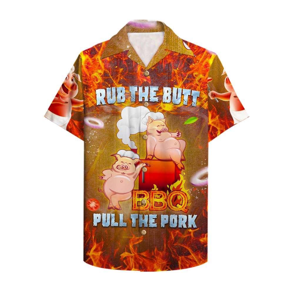 Grilling Rub The Butt Pull Pork Hawaii Aloha Shirt Ha55307