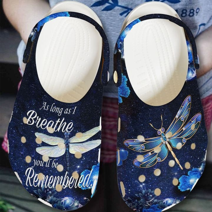 As Long As I Breathe Remember Croc Shoes – Beautiful Dragonfly Clog Gift For Girl