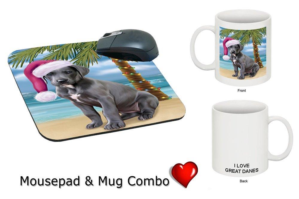 Summertime Great Dane Puppy On Beach Christmas Mug & Mousepad Combo Gift Set Mmcg1121