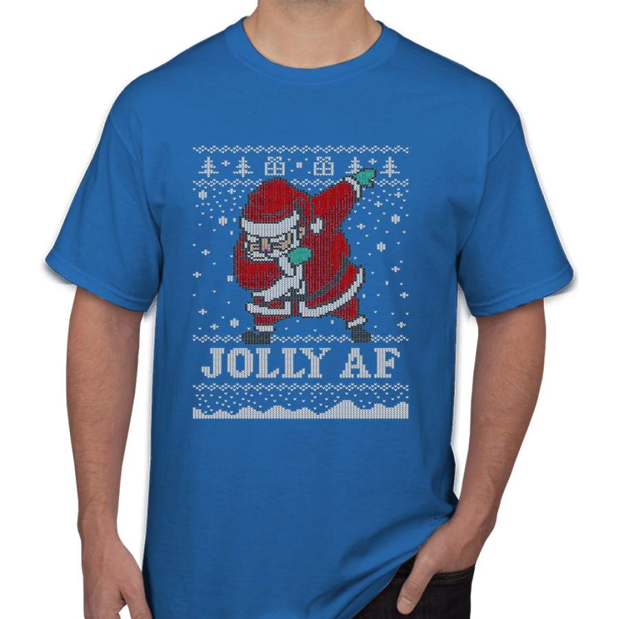 Ugly Christmas Sweater Dabbing Santa Shirt Jolly AF T-shirt Men T-Shirt