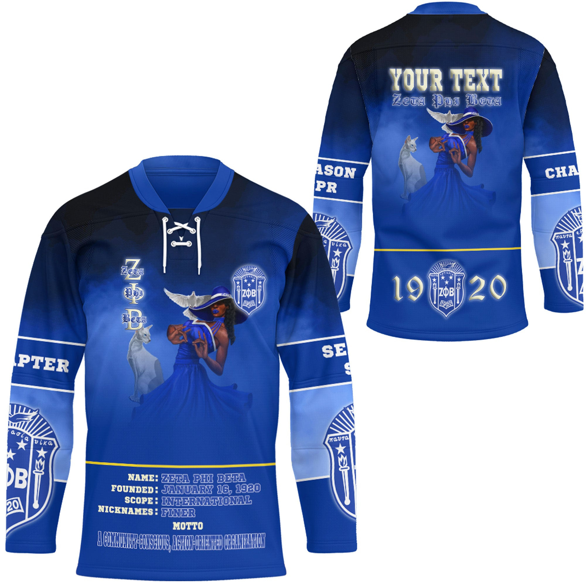 Africazone Clothing – Zeta Phi Beta Motto Hockey Jersey A35