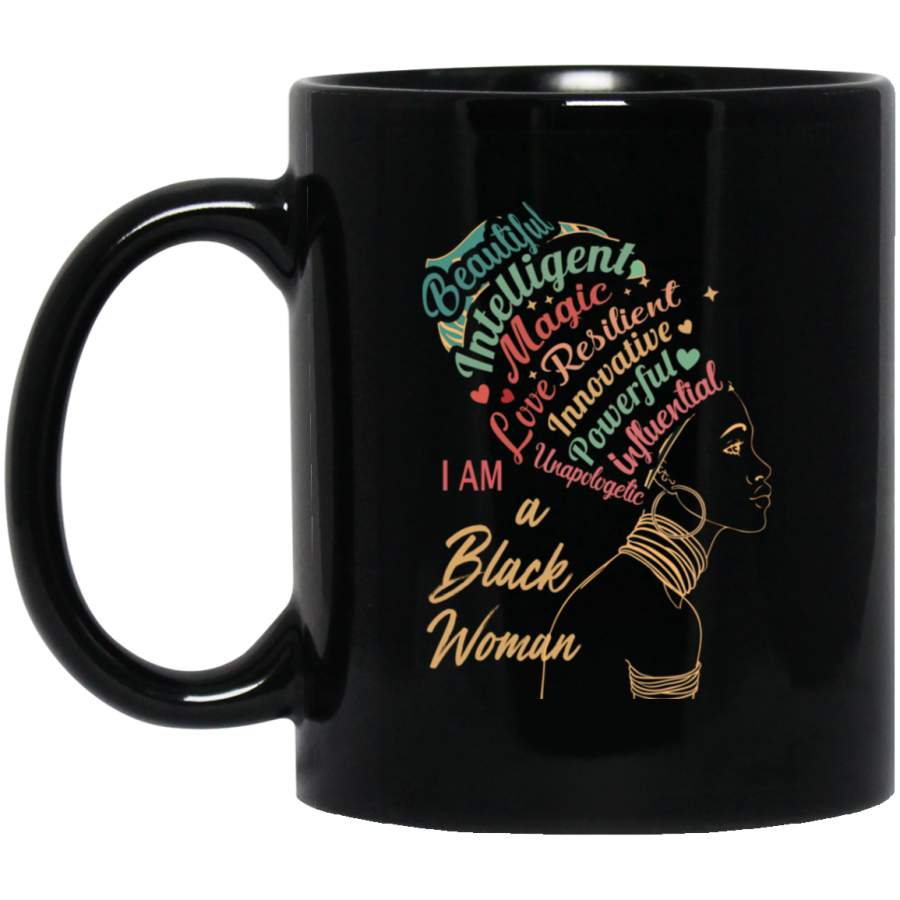 African American Coffee Mug Black Woman Beautiful Intelligent Magic Powerful In Fluential 11oz – 15oz Black Mug