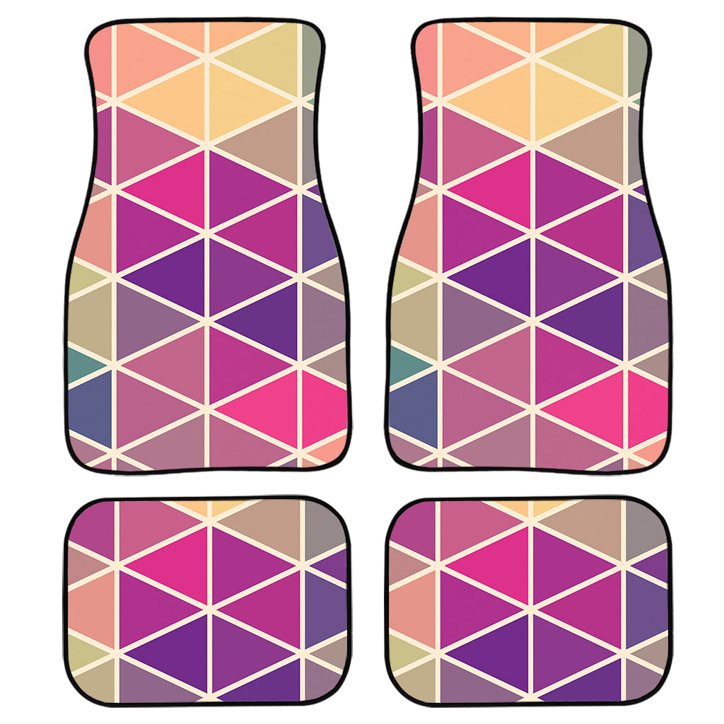 Pastel Geometric Shape Pattern Print Front And Back Car Floor Mats, Front Car Mat