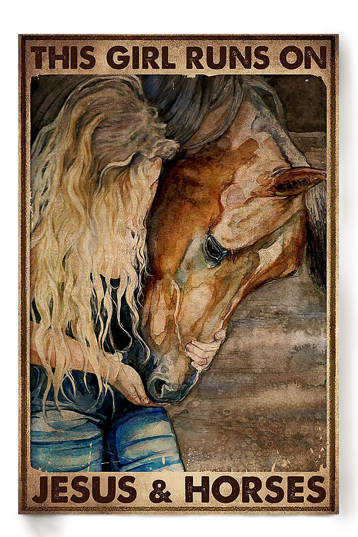 Cowgirl This Girl Run On Jesus Running Horse Wall Art Gift For Horse