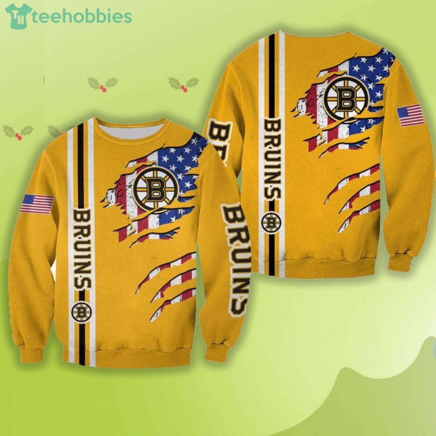 Boston Bruins American Flag Gold Scratch Gift For Fan 3D Full Printing Sweatshirt