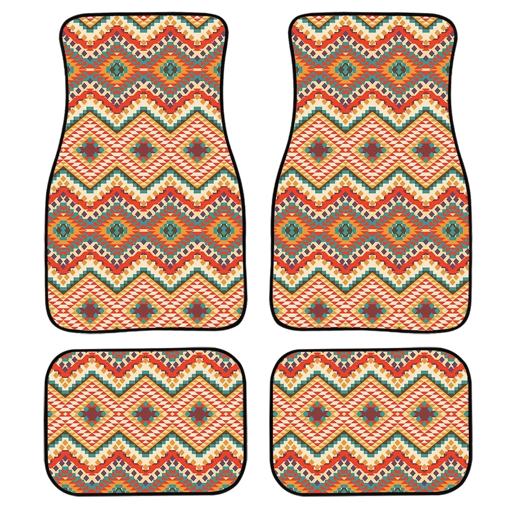 Geometric Navajo Pattern Print Front And Back Car Floor Mats, Front Car Mat