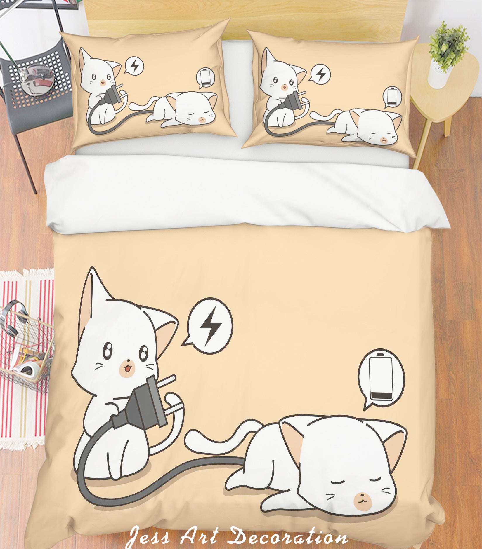 3D Color Cartoon Kitten Quilt Cover Set Bedding Set Pillowcases  32