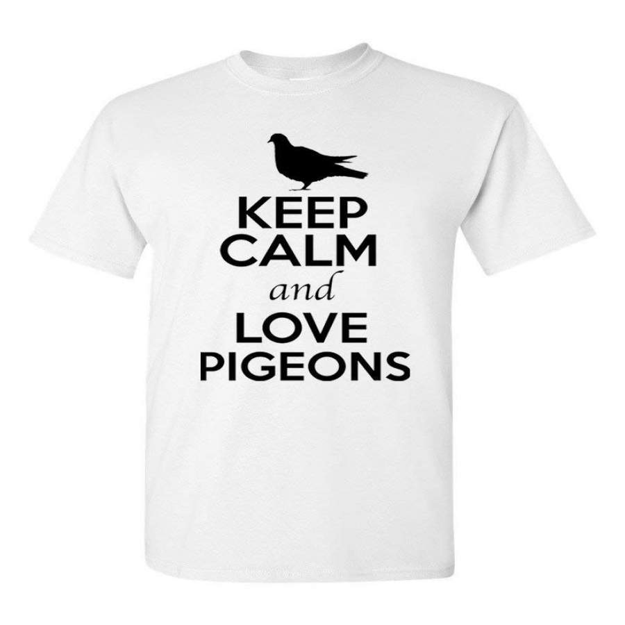 Keep Calm and Love Pigeons Animal Lover Adult T-Shirt Tee