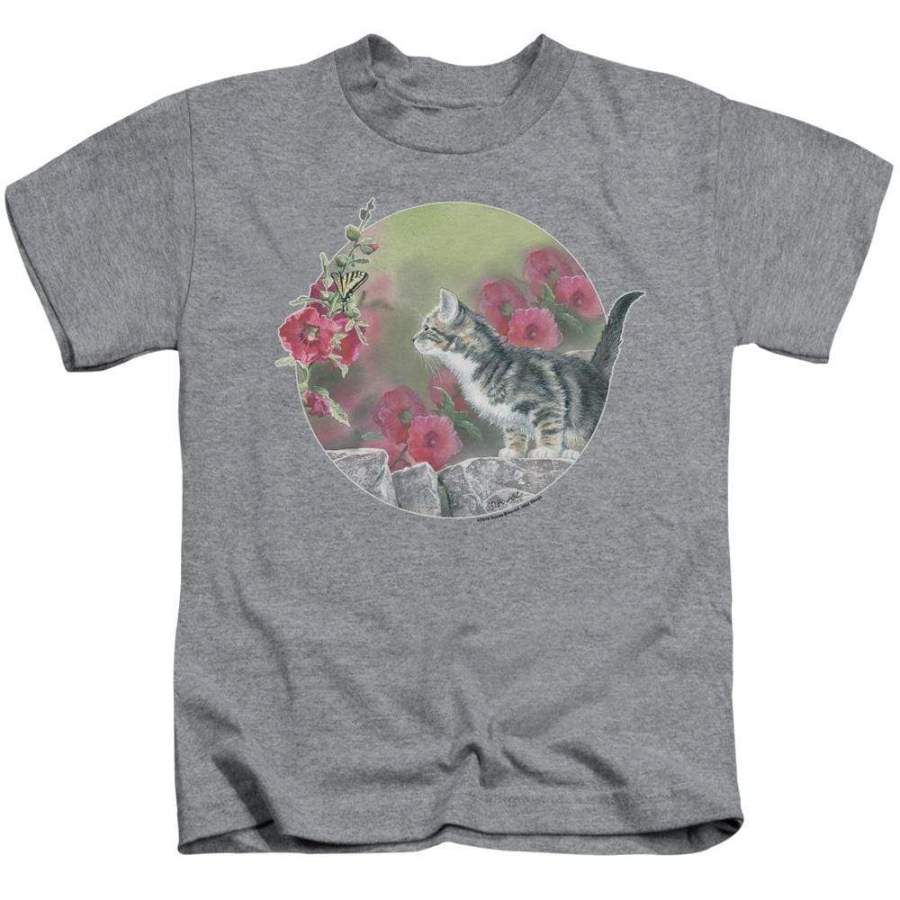 Wild Wings Kitten Flowers Kid’s T-Shirt (Ages 4-7)