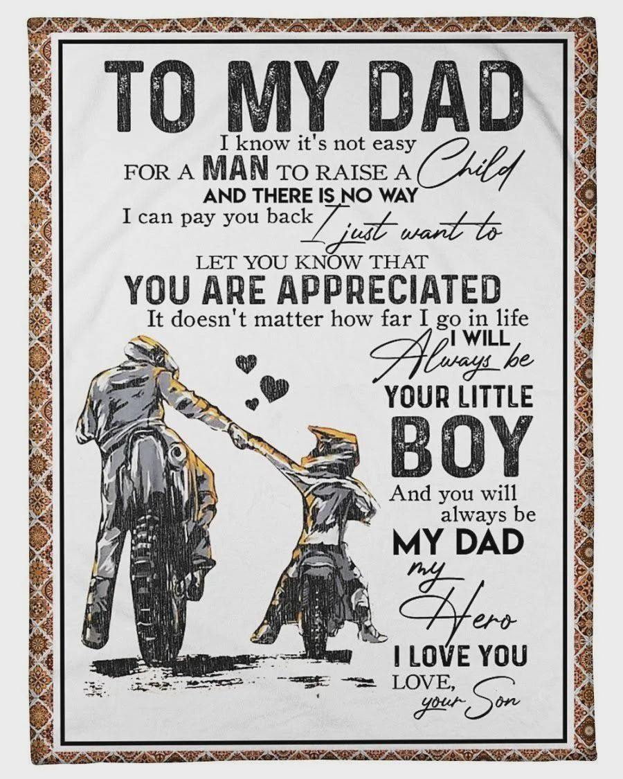 To My Dad Motorcycle Fro Son You Are Appreciated Gift For Birthday Gift For Father’S Day Home Decor Fleece Blanket