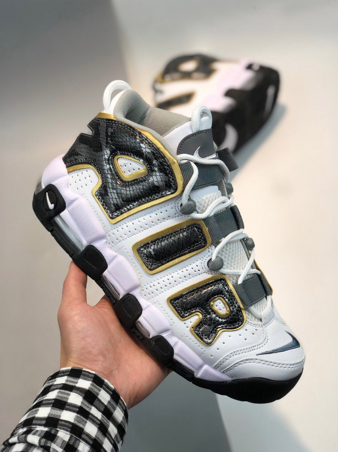 Nike Air More Uptempo Anthracite Snakeskin WhiteAnthracite-Metallic Gold 5338732