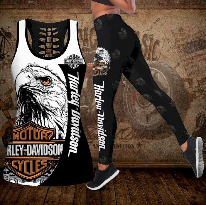 Womens Tank Top And Leggings Set For Yoga Harley Davidson Motor Style