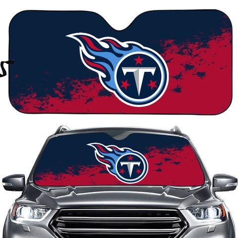 Tennessee Titans Logo Print Car Sun Shade 3D Printed In Dark Blue & Red