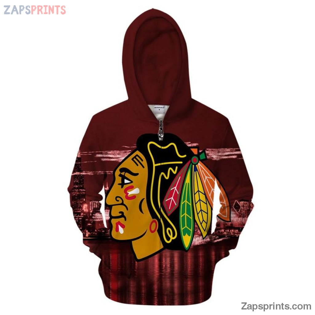 Chicago Blackhawks 3D Full Printing Zipper Hoodie 8