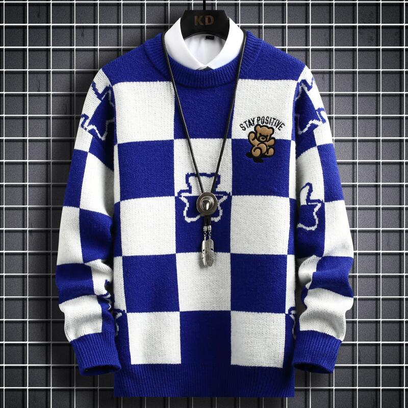 2022 New Winter Hip Hop Printed Loose Mens Sweaters High End Cashmere Sweater Men Clothing Fashion Plaid Christmas Pullovers alx