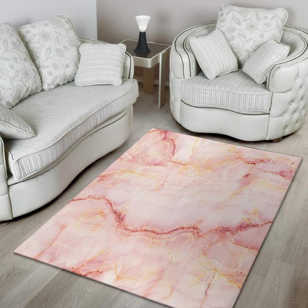 Natural Pink Marble Area Rug