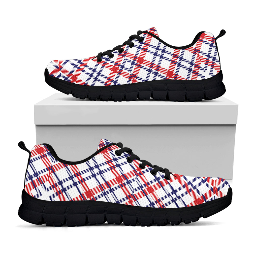 American Plaid Pattern Print Black Sneakers