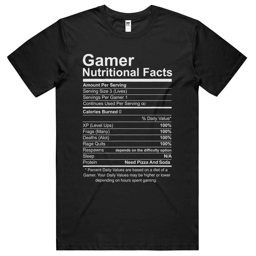 Nutritional Facts Shirt, Gamer Nutrition Facts Shirt, Gamer Nutritional Facts Cool Gamer Video Game Funny T Shirts