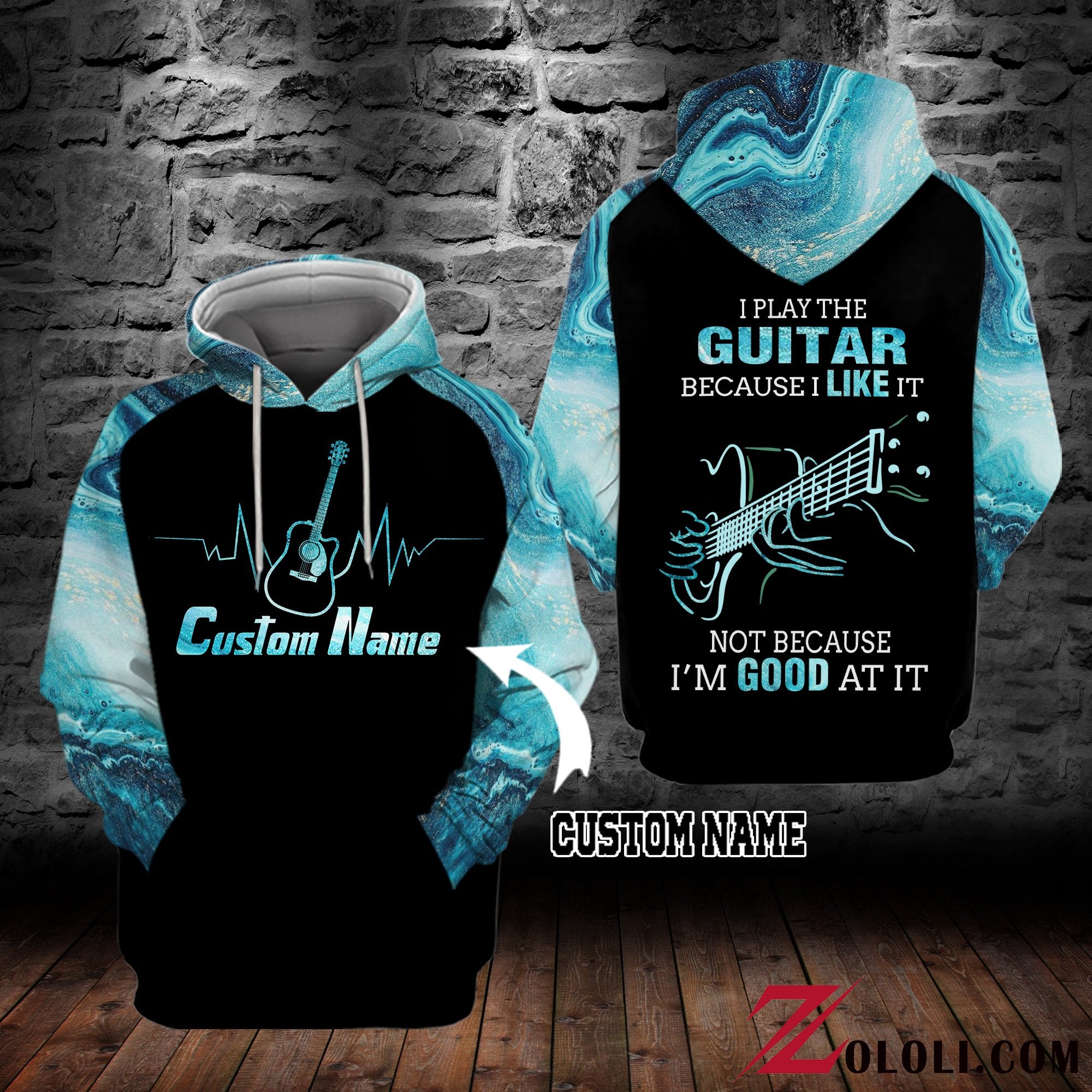 Acoustic I Play Guitar Because I Like It Not Because I’M Good At It Blue Hoodie 3D Custom Lkt