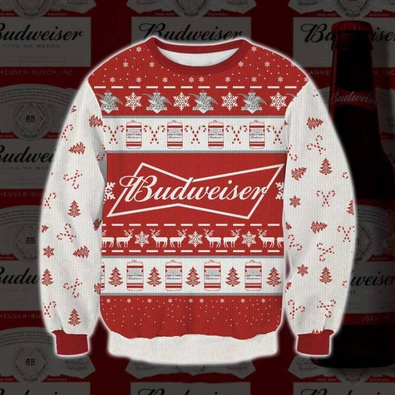 Budweiser 3D Print Ugly Christmas Sweatshirt