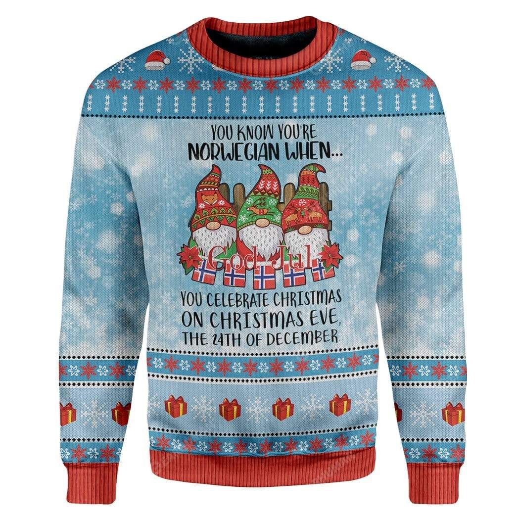 Ugly Christmas Norwegian Christmas 24Th Custom Sweater Apparel