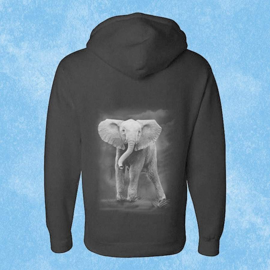 Print Baby Elephant Hoody Graphic Breathable Cotton Pullover Hoodie Size S 3xl