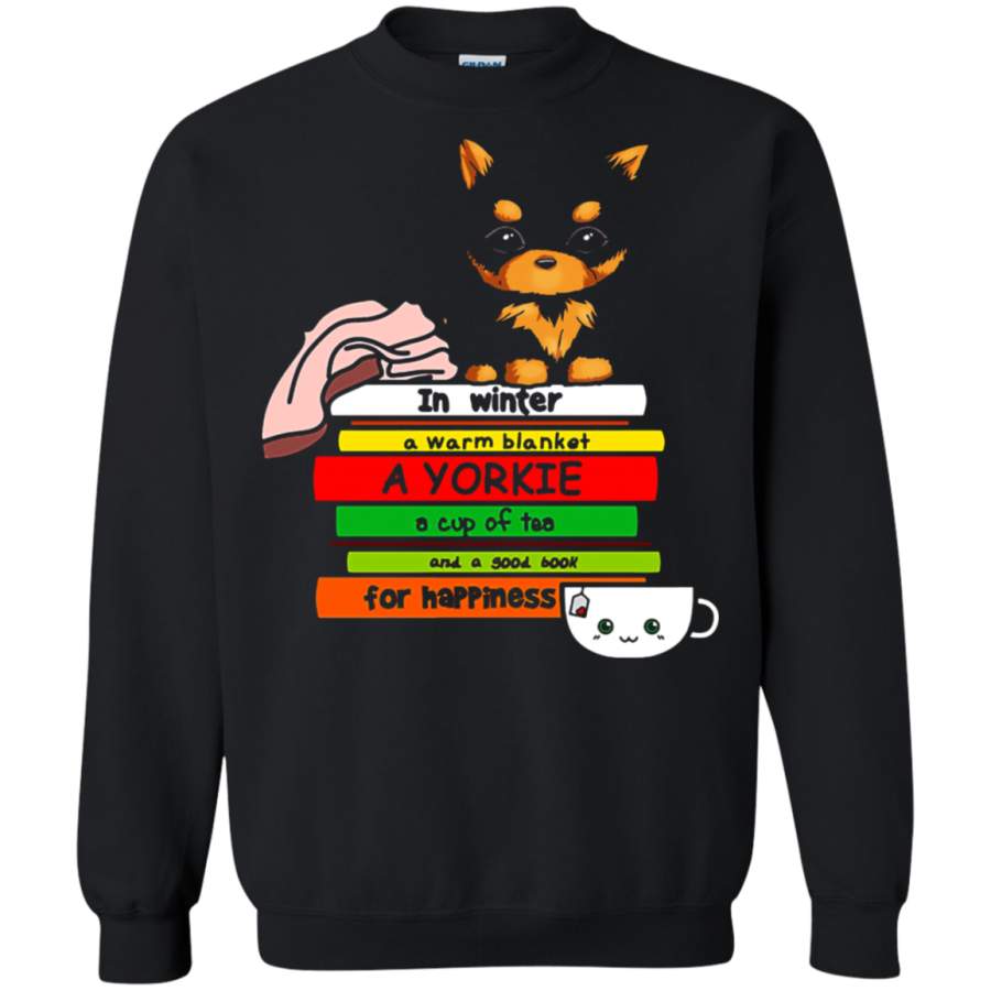 AGR In Winter A Yorkie Book And Tea For Happiness Sweatshirt