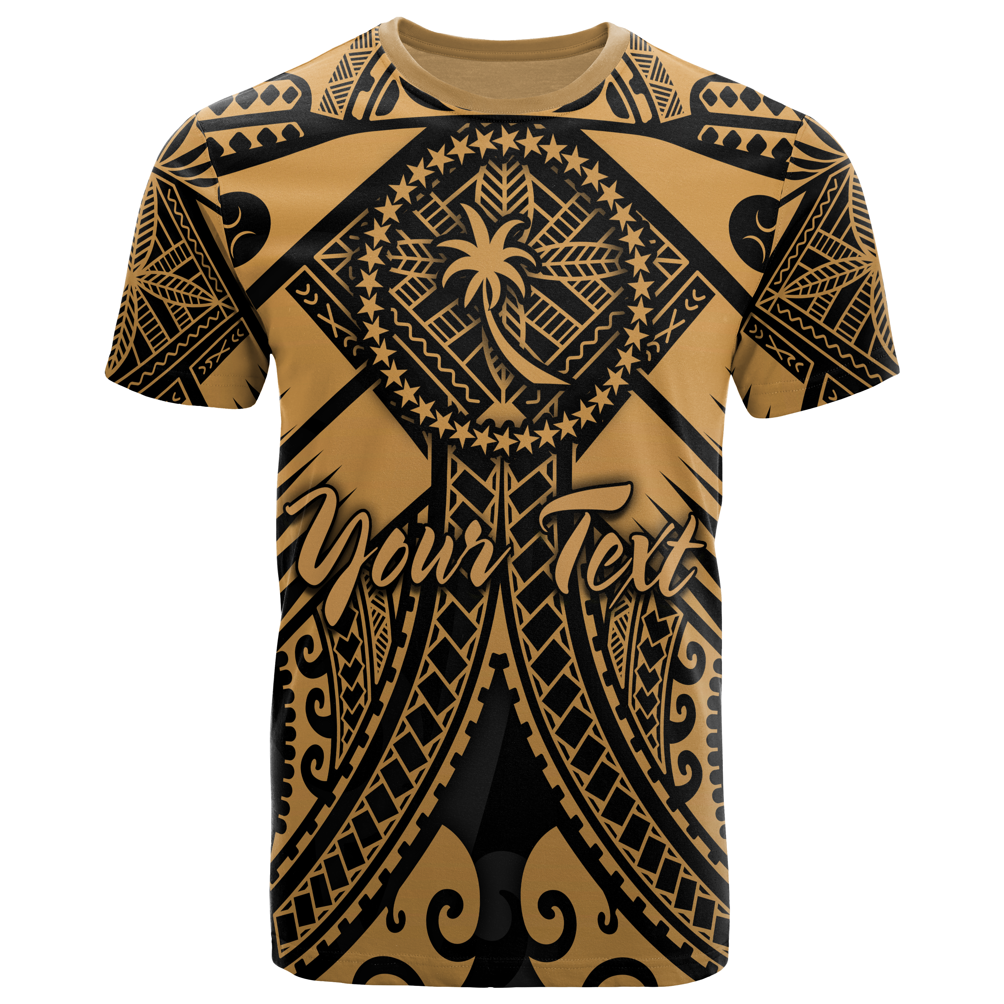 Chuuk Custom Personalised T-Shirts  – Gold Seal with Polynesian Tattoo – BN18