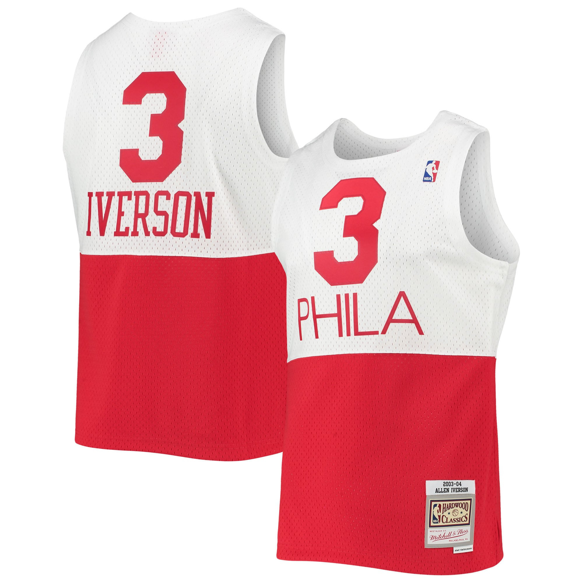 Allen Iverson Philadelphia 76ers Mitchell & Ness 2003-04 Hardwood Classics Swingman Jersey – White NBA