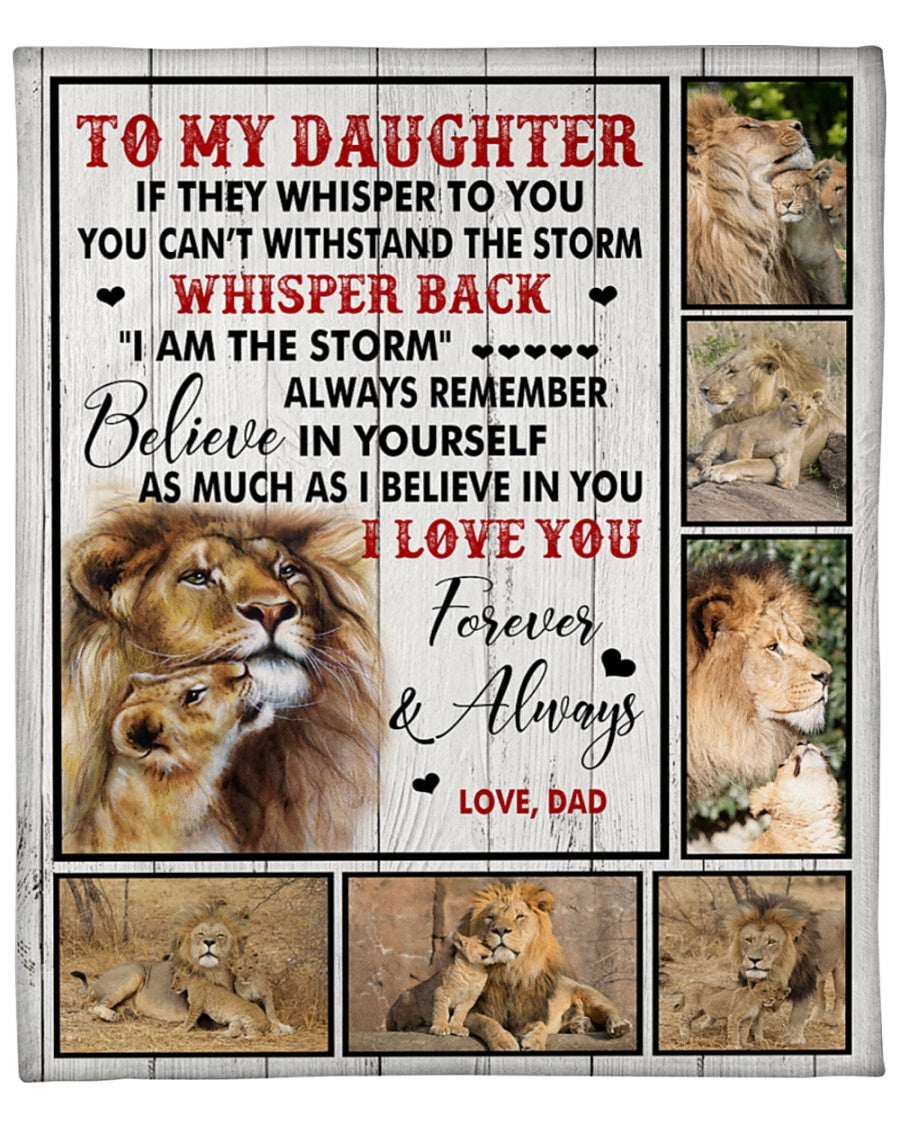 To My Daughter, I Love You Forever & Always, Lion Dad And Daughter Fleece Blanket For Family Home Decor Bedding Couch Sofa Soft And Comfy Cozy