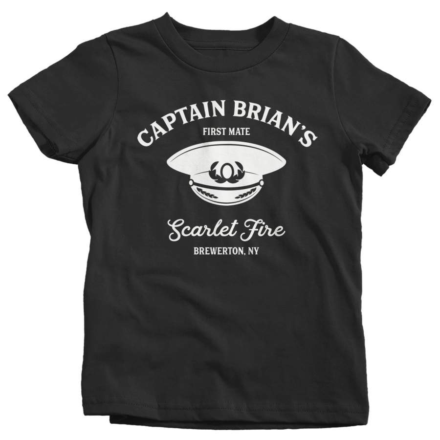 Kids Personalized Captain T Shirt Boat Custom Boater Shirt Boat Uniform Captain Hat Sailor Shirt Nautical T-Shirt