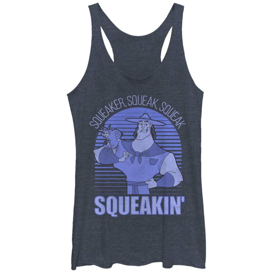 The Emperor’s New Groove Women’s Kronk Squirrel Squeak  Racerback Tank Navy Blue Heather