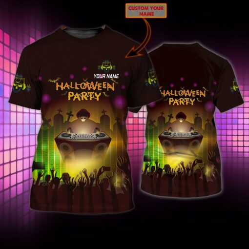 Custom Dj Halloween Happy Halloween Party Personalized Name 3D All Over Printed T-Shirt For Men And Women, Happy Halloween Day