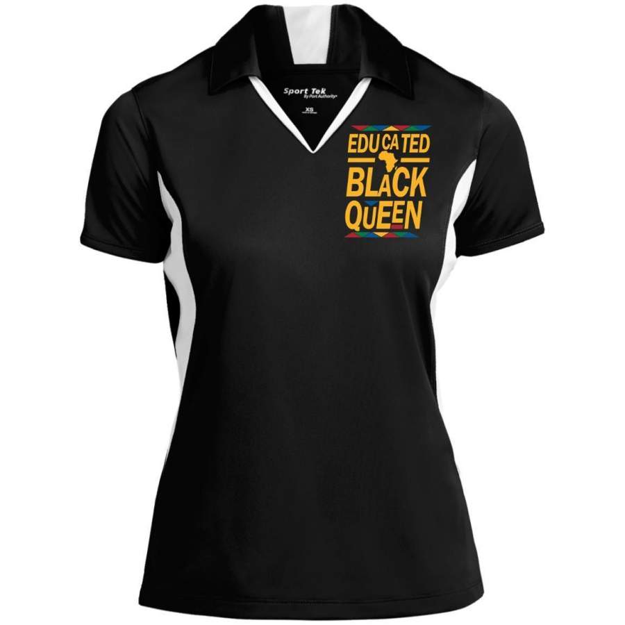 Educated Black Queen Embroidered Sport-Tek Ladies’ Colorblock Performance Polo Shirt