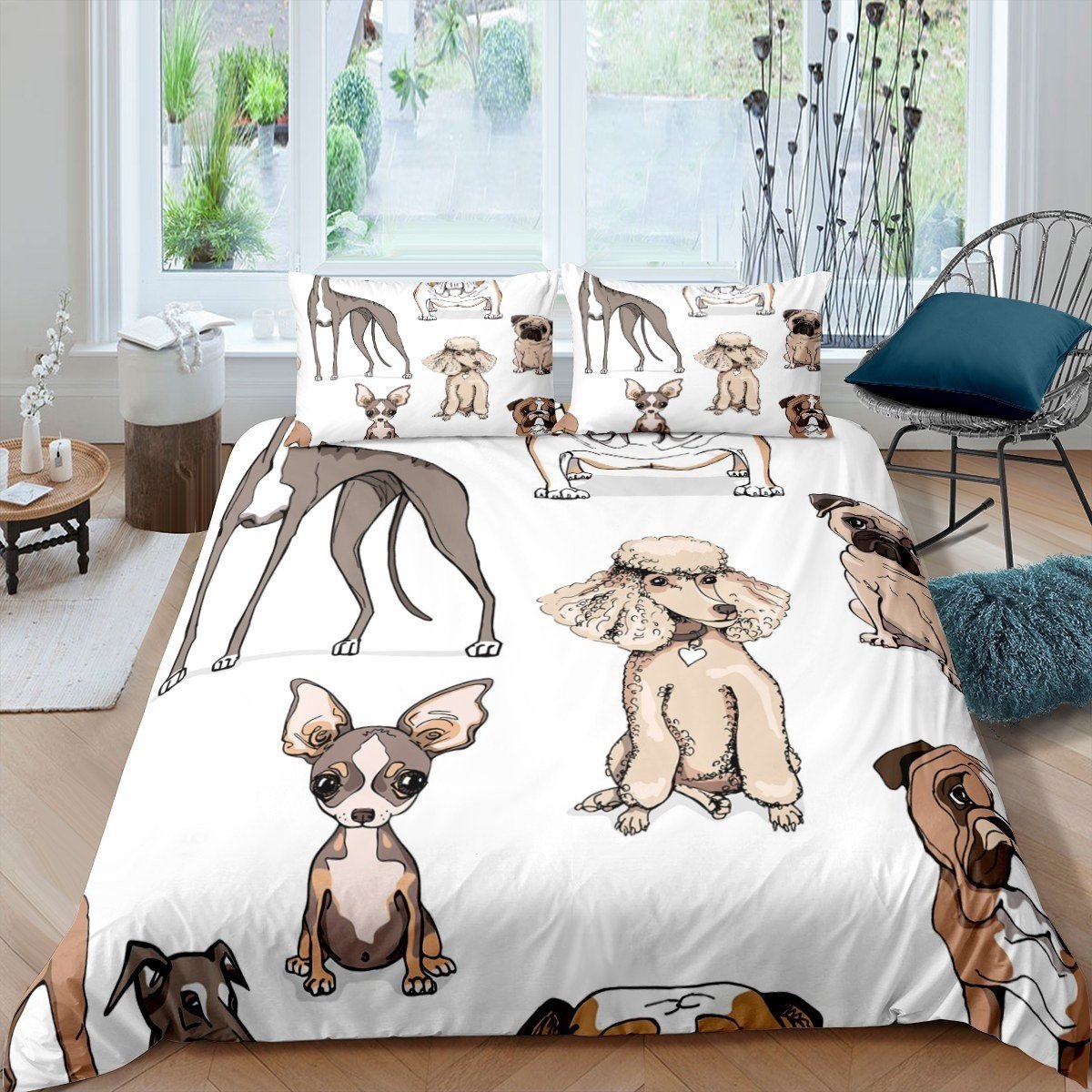 Puppy Dog Bedding Set for Kids Boys Girls 3D Dog Print Duvet Cover Cute Animal Printed Comforter Cover Soft Lightweight Bedspread Cover,Room Decor 2/3Pcs Bedding