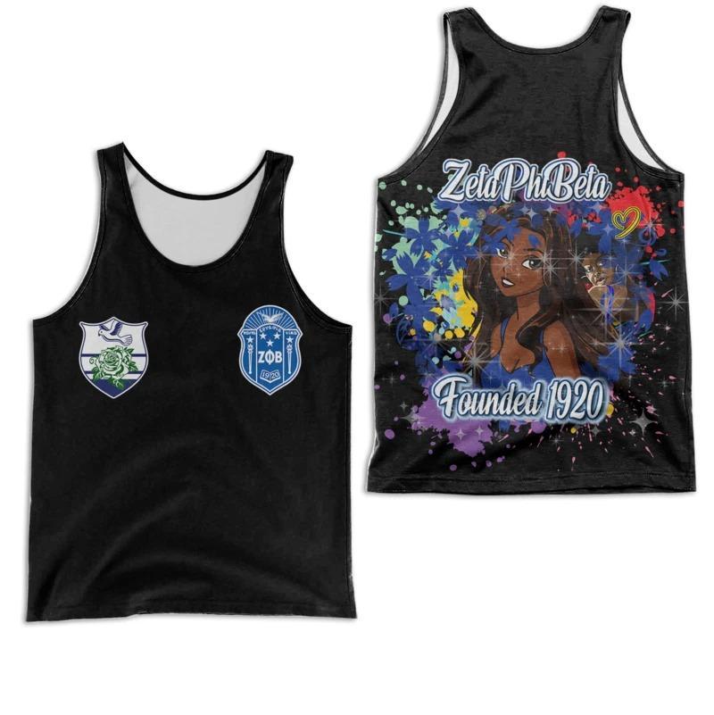 Wonderprint Tank Top Zeta Phi Beta Girl And Flowers Racerback Tank