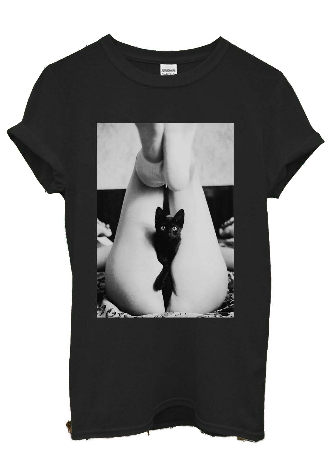 Black Cat Pussy Kitten Sexy Girl Funny Men’s T-Shirt