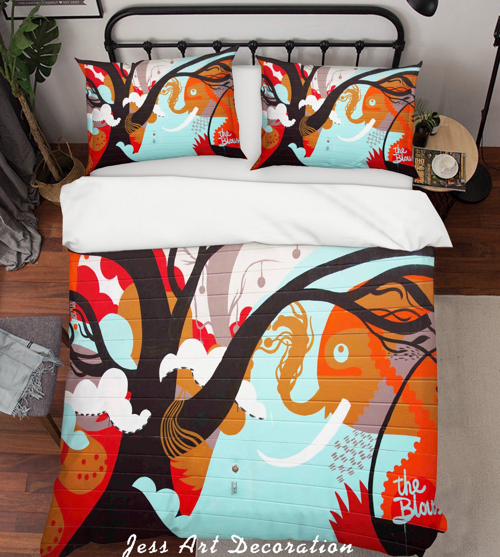 3D Graffiti Elephant Tree Quilt Cover Set Bedding Set Pillowcases 37