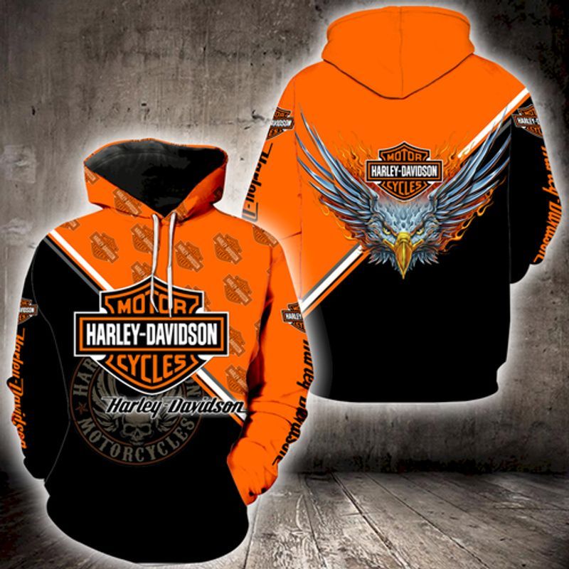 Harley Davidson Many Logo Eagle 3D Hoodie N98 – Jamestees Store