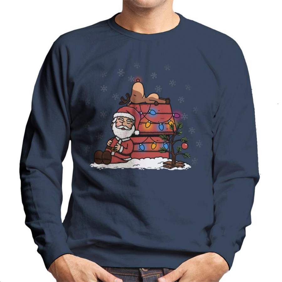 Santa And His Deer Peanuts Christmas Men’s Sweatshirt