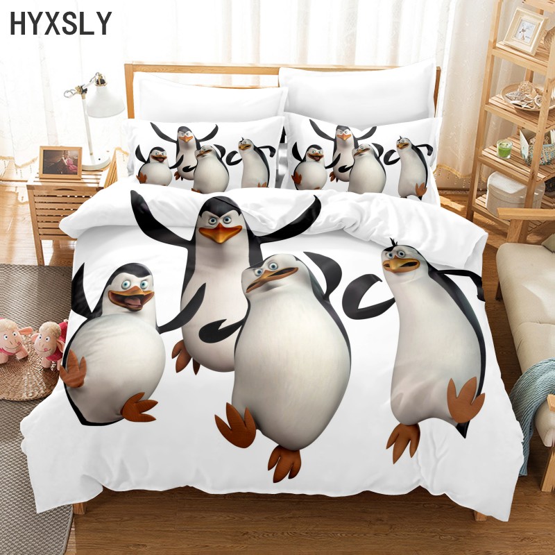 Home Living Luxury 3D Penguin Print Comfortable Duvet Cover With Pillow Case Bedding Sets Queen King Au/Eu/Us Full Size