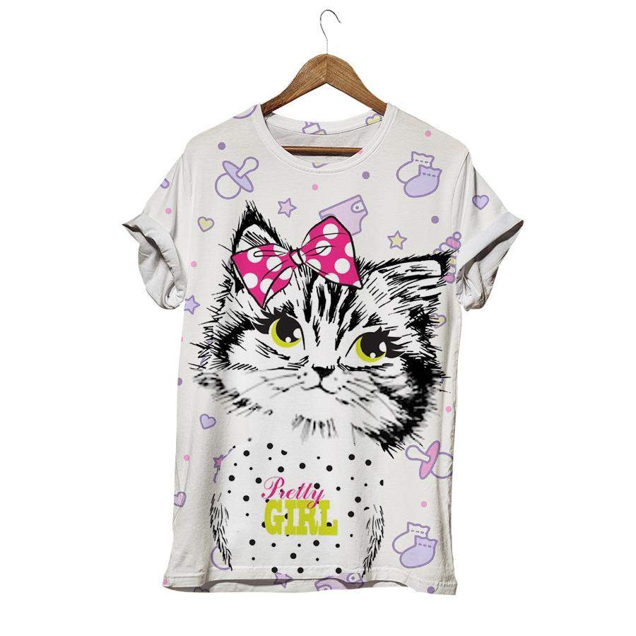 Cute Sweet Cat Kitten Head In Bow Cat T-shirt