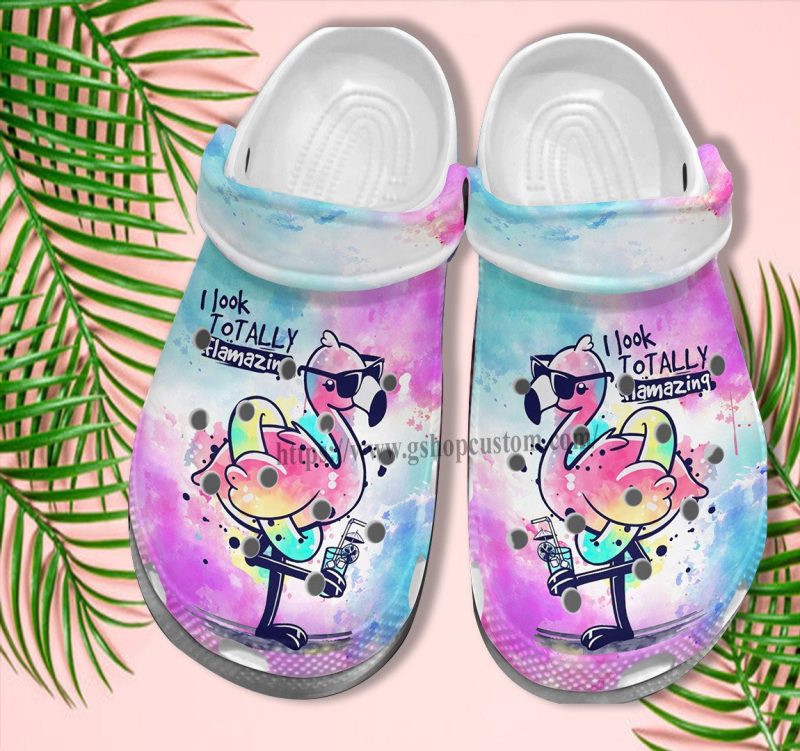 Flamingo Cool Party Pool Summer Croc Shoes- Flamingo Look Totally Amazing Funny Beach Shoes Croc Clogs