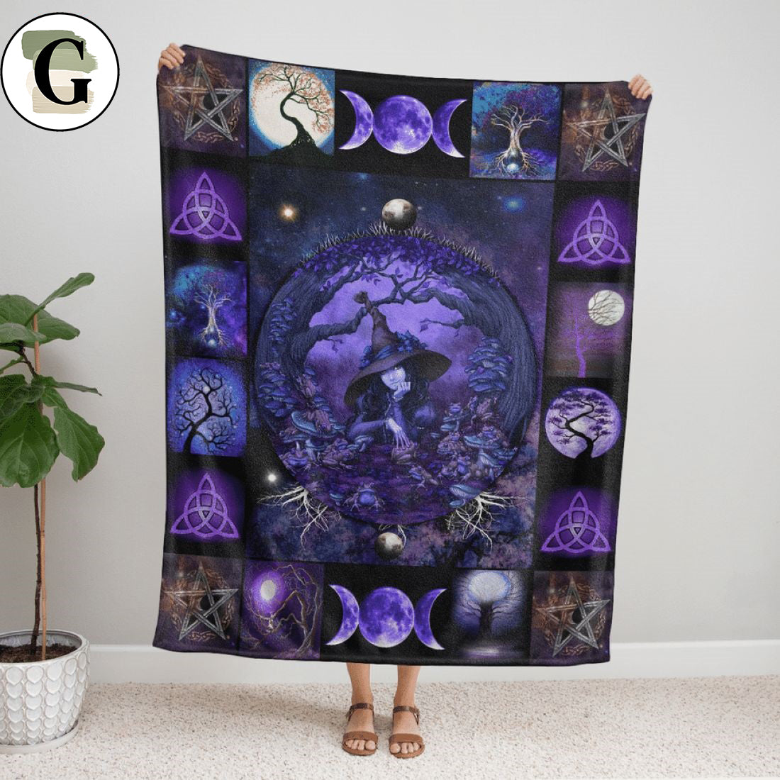 Witch Halloween Gift Fleece Sherpa Blanket